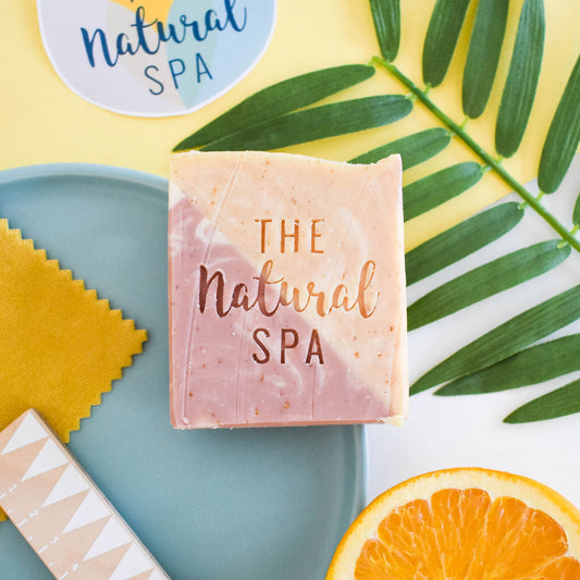 Handmade citrus blossom soap bar with zesty lemongrass, orange and palmarosa oils, vegan and zero waste.